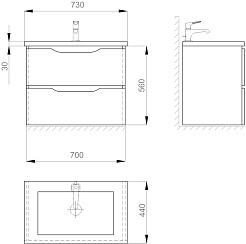 Ceruttispa Тумба с раковиной Алессандрия 70 подвесная – фотография-3